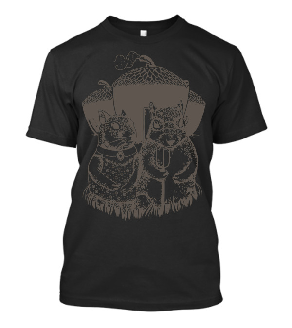 Rodentian Gothic Squirrel Pair With Acorn Backdrop T-Shirt