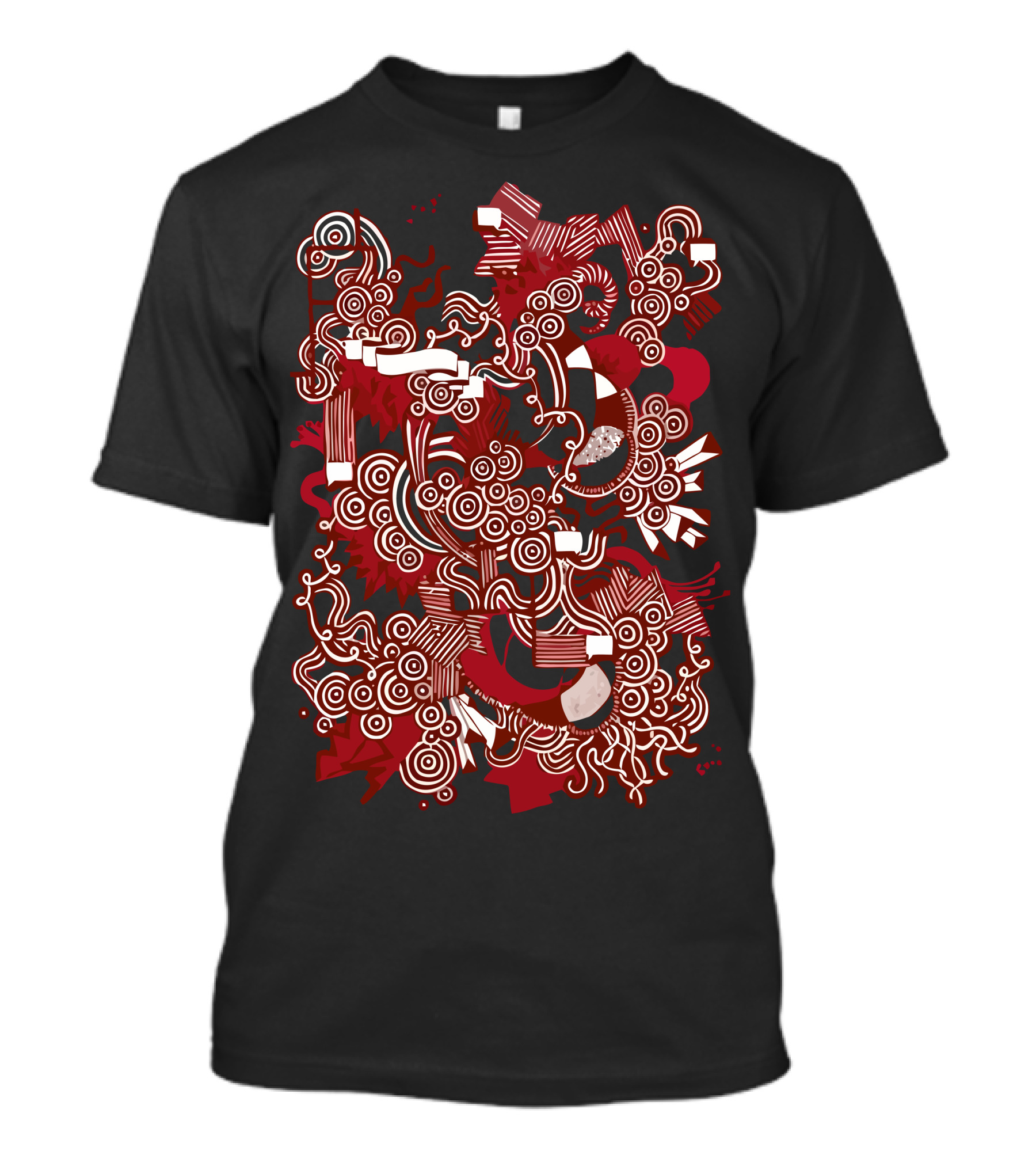 Rood En Wit Vortex Swirls And Geometric T-Shirt