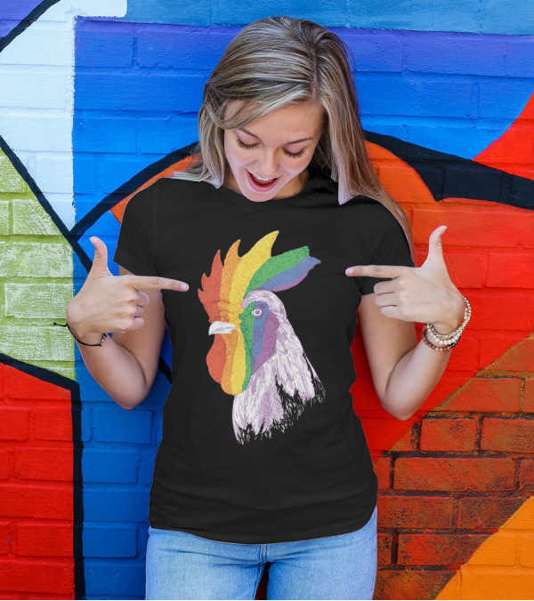 Rooster Pride Rainbow Colors T-Shirt