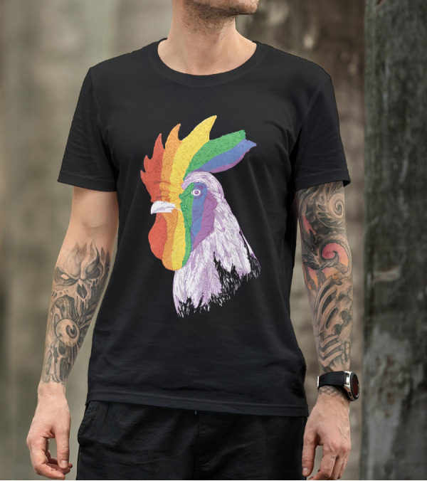 Rooster Pride Rainbow Colors T-Shirt