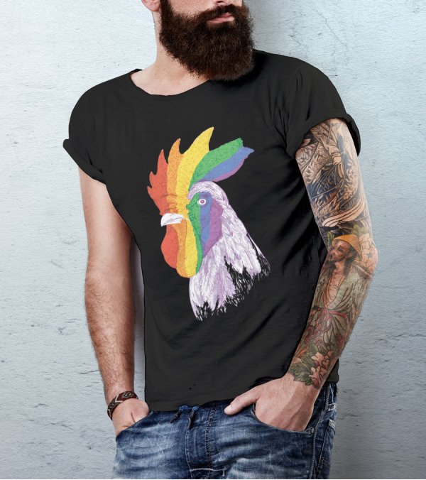 Rooster Pride Rainbow Colors T-Shirt