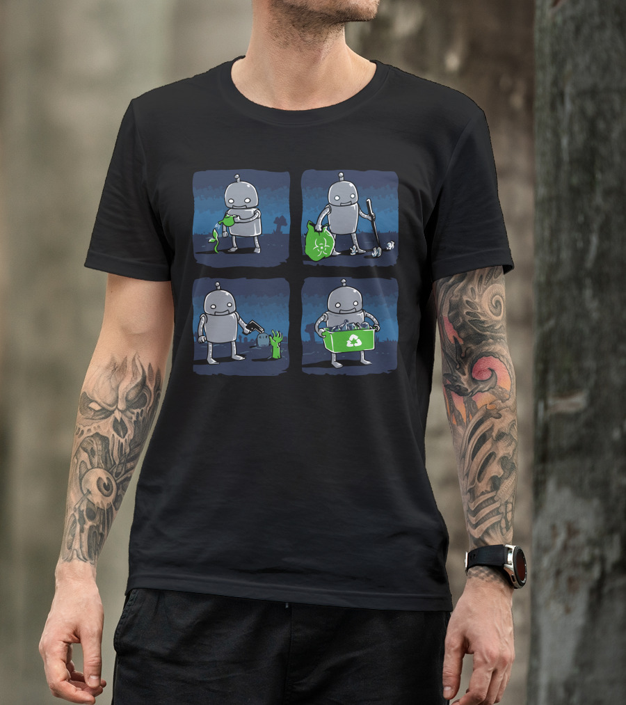 Saving The World One Small Step At A Time Robot Recycling Initiative T-Shirt