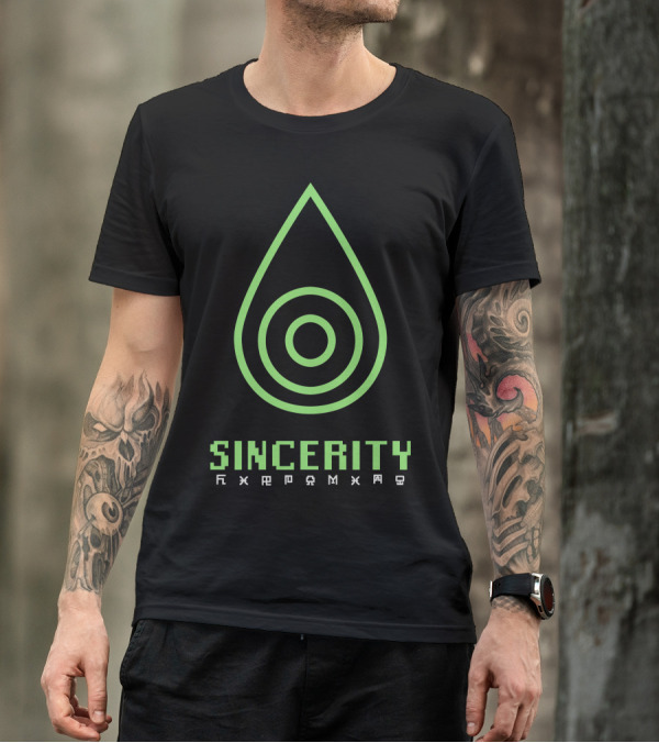 Sincerity Drop Symbol With Futuristic Text T-Shirt