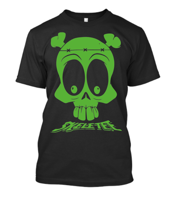 Skeletee Vert Fluorescent Skull With X Eyes And Bone Headband T-Shirt