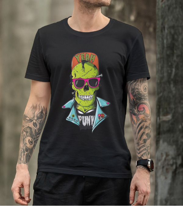 Yeah Punk Skeleton With Caps And Shades T-Shirt