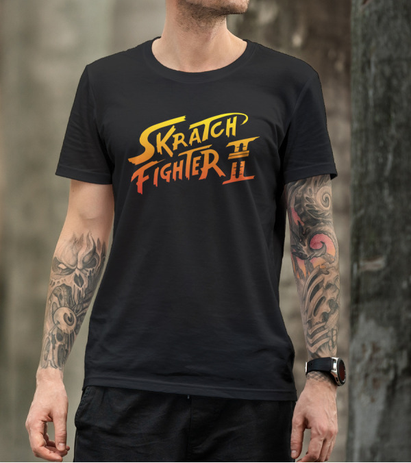 Skratch Fighter II Retro Arcade Game Font T-Shirt