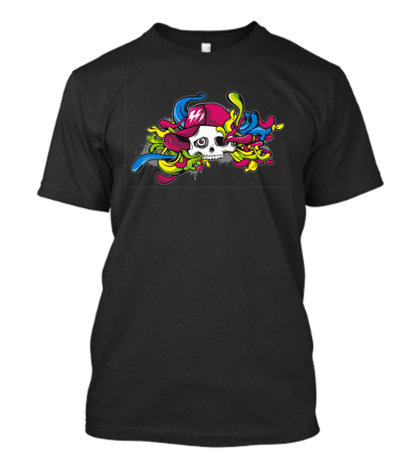 Skull Dezign Colorful Splash Headphones Hat T-Shirt