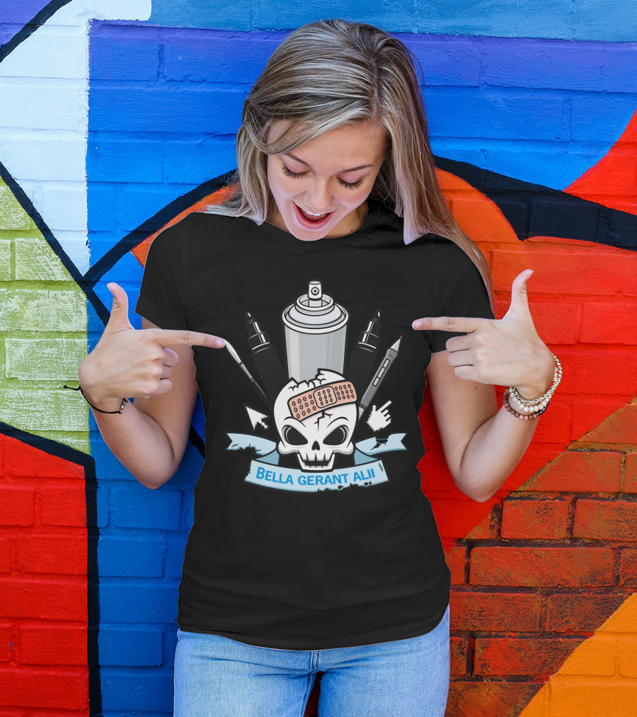 Bella Gerant Alii Skull Emblem Spray Can And Tools T-Shirt