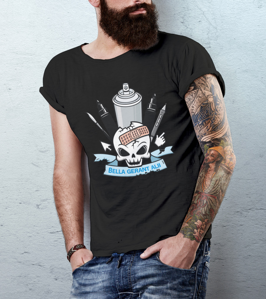 Bella Gerant Alii Skull Emblem Spray Can And Tools T-Shirt