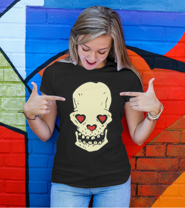 Skull Heart Eyes Love T-Shirt