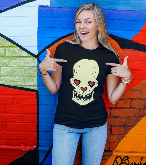 Skull Heart Eyes Love T-Shirt