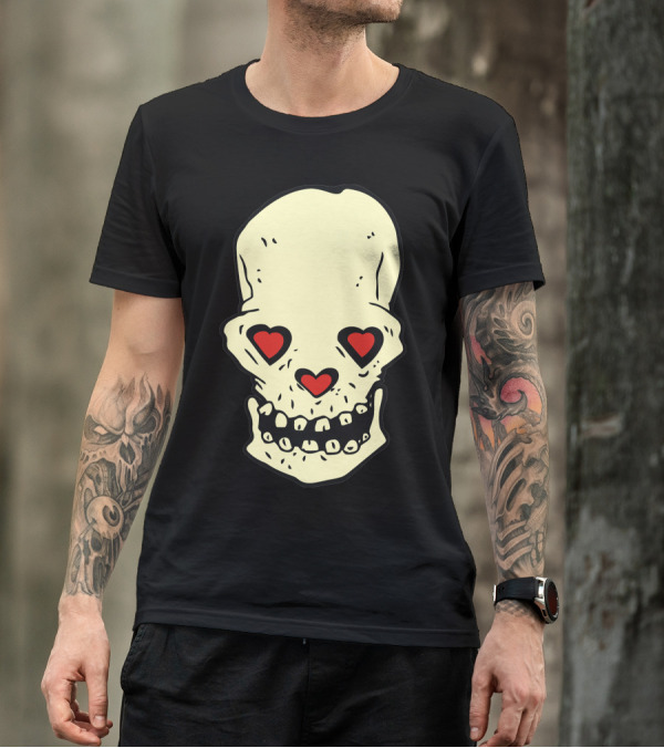 Skull Heart Eyes Love T-Shirt