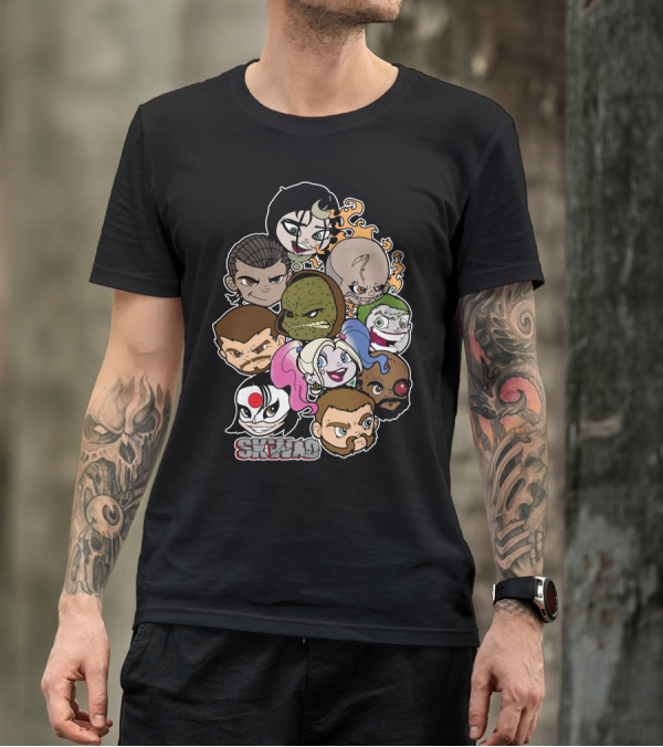 Skwad Suicide Squad Characters Cartoon Faces T-Shirt