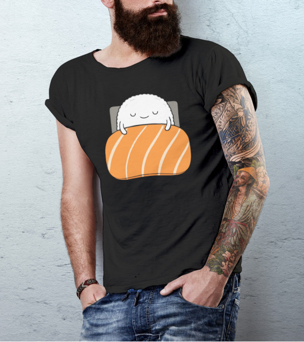 Sleepy Sushi Bedroll Salmon Sushi Blanket T-Shirt
