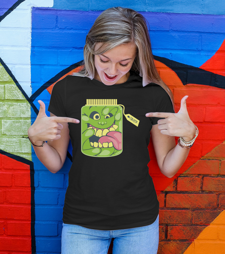 Slimer Green Goo Jar With Tongue And Teeth T-Shirt
