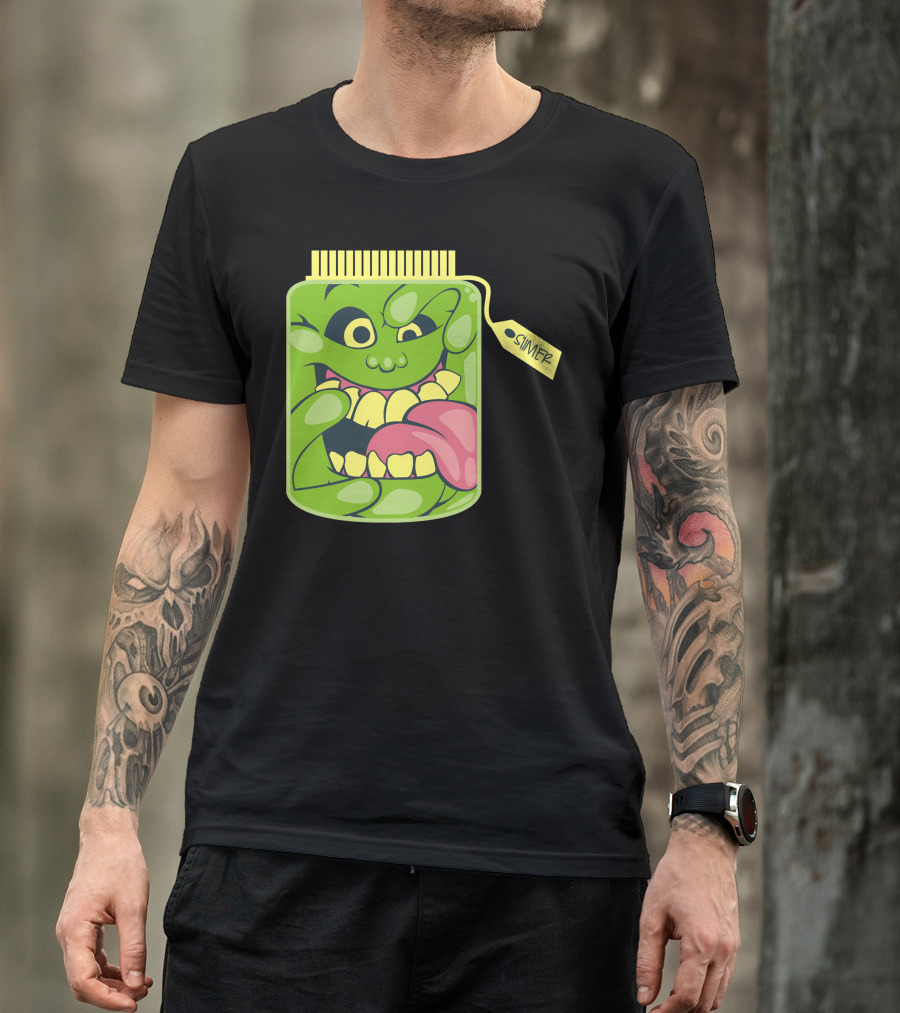 Slimer Green Goo Jar With Tongue And Teeth T-Shirt