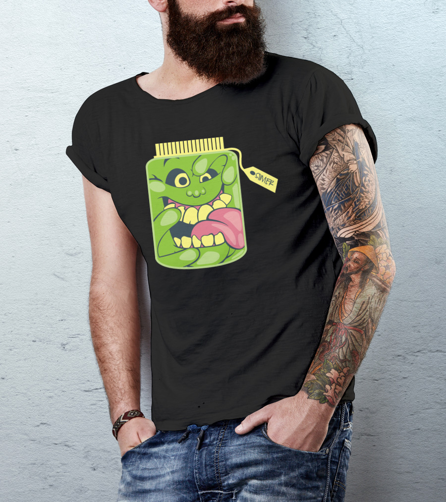 Slimer Green Goo Jar With Tongue And Teeth T-Shirt