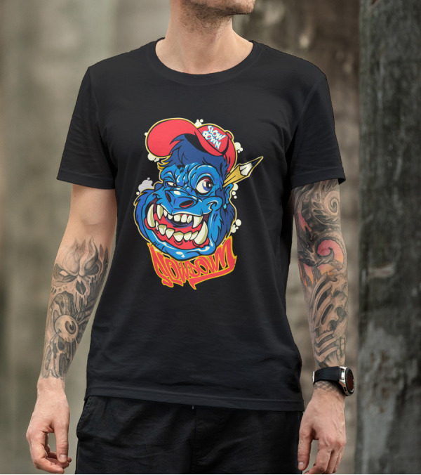 Slowdown Monster Wearing Red Cap Holding Pencil T-Shirt