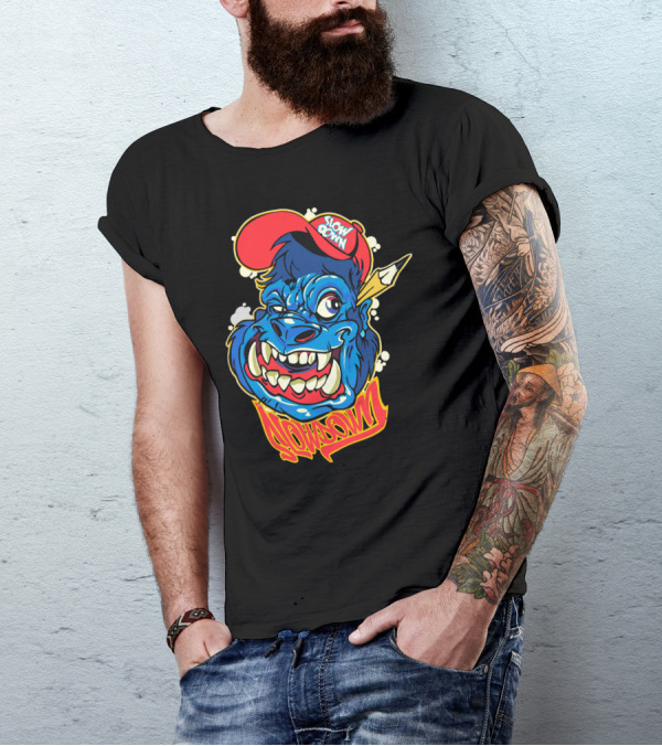 Slowdown Monster Wearing Red Cap Holding Pencil T-Shirt