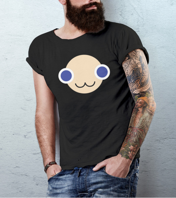 Smiling Moo Cute Minimalist Cow Face With Big Blue Eyes T-Shirt