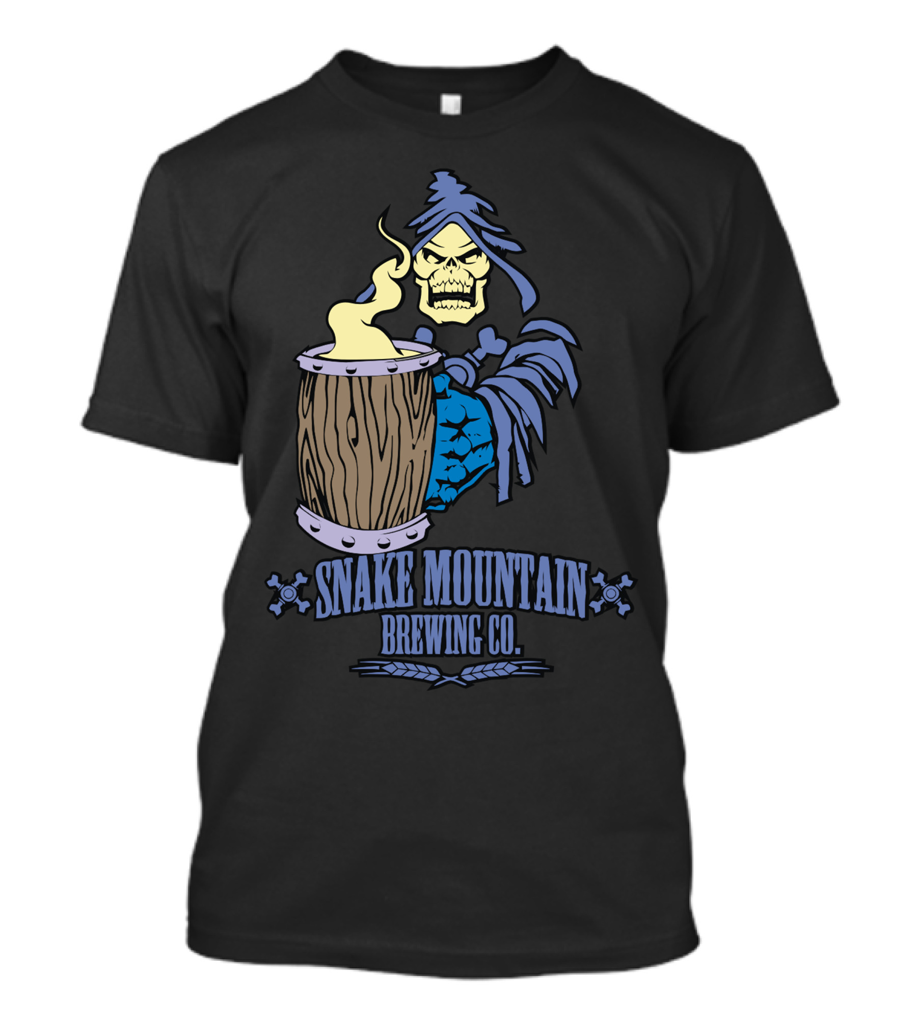 Snake Mountain Brewing Co Skeletal Hooded Figure With Beer Mug T-Shirt