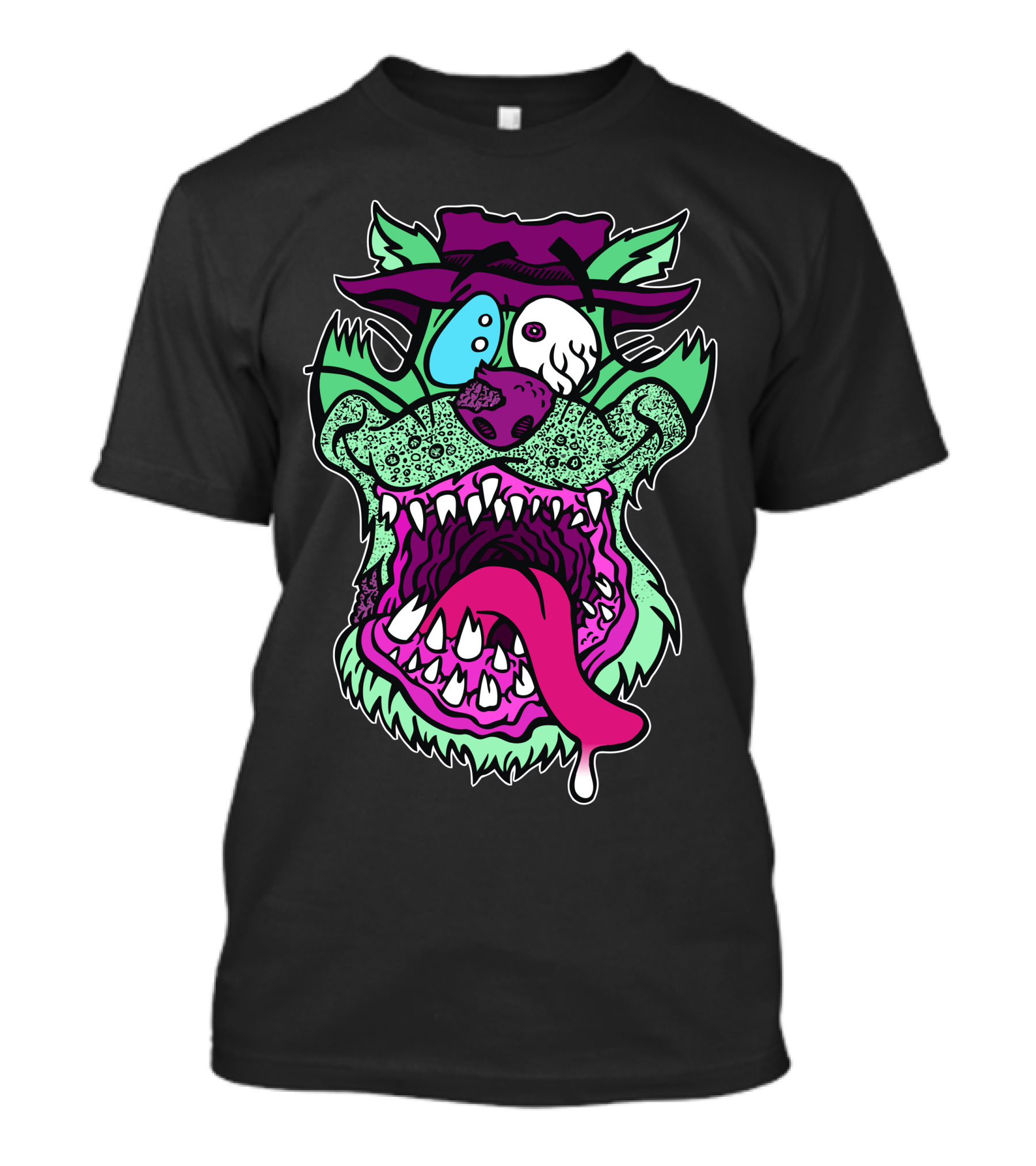 Snappy Tomb Crazy Cartoon Monster Face With Dripping Tongue In Vibrant Colors T-Shirt