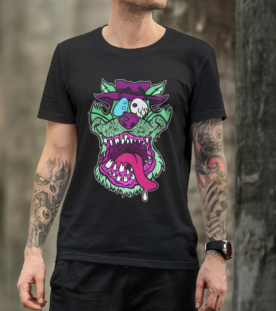 Snappy Tomb Crazy Cartoon Monster Face With Dripping Tongue In Vibrant Colors T-Shirt