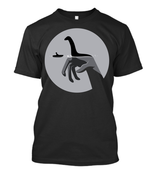 What Lies Beneath Loch Ness Monster And Hidden Hand In Boat Scene T-Shirt