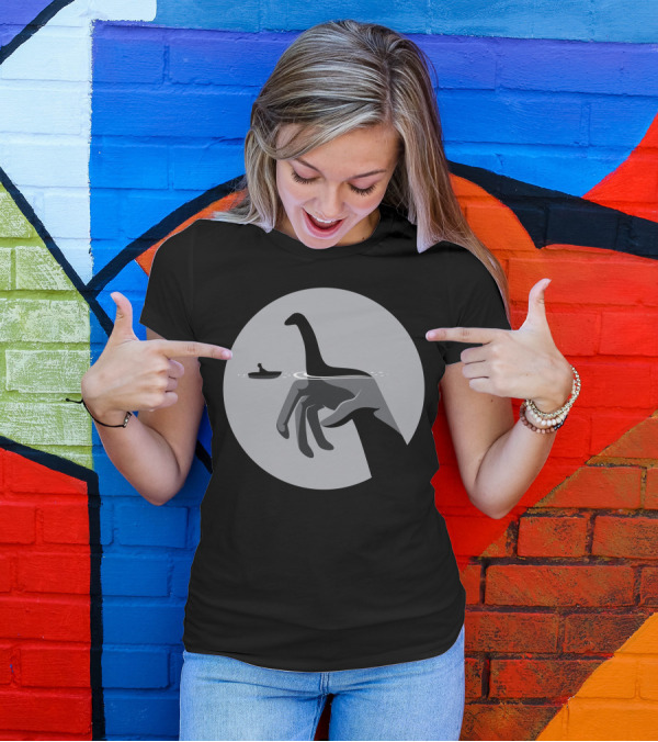 What Lies Beneath Loch Ness Monster And Hidden Hand In Boat Scene T-Shirt