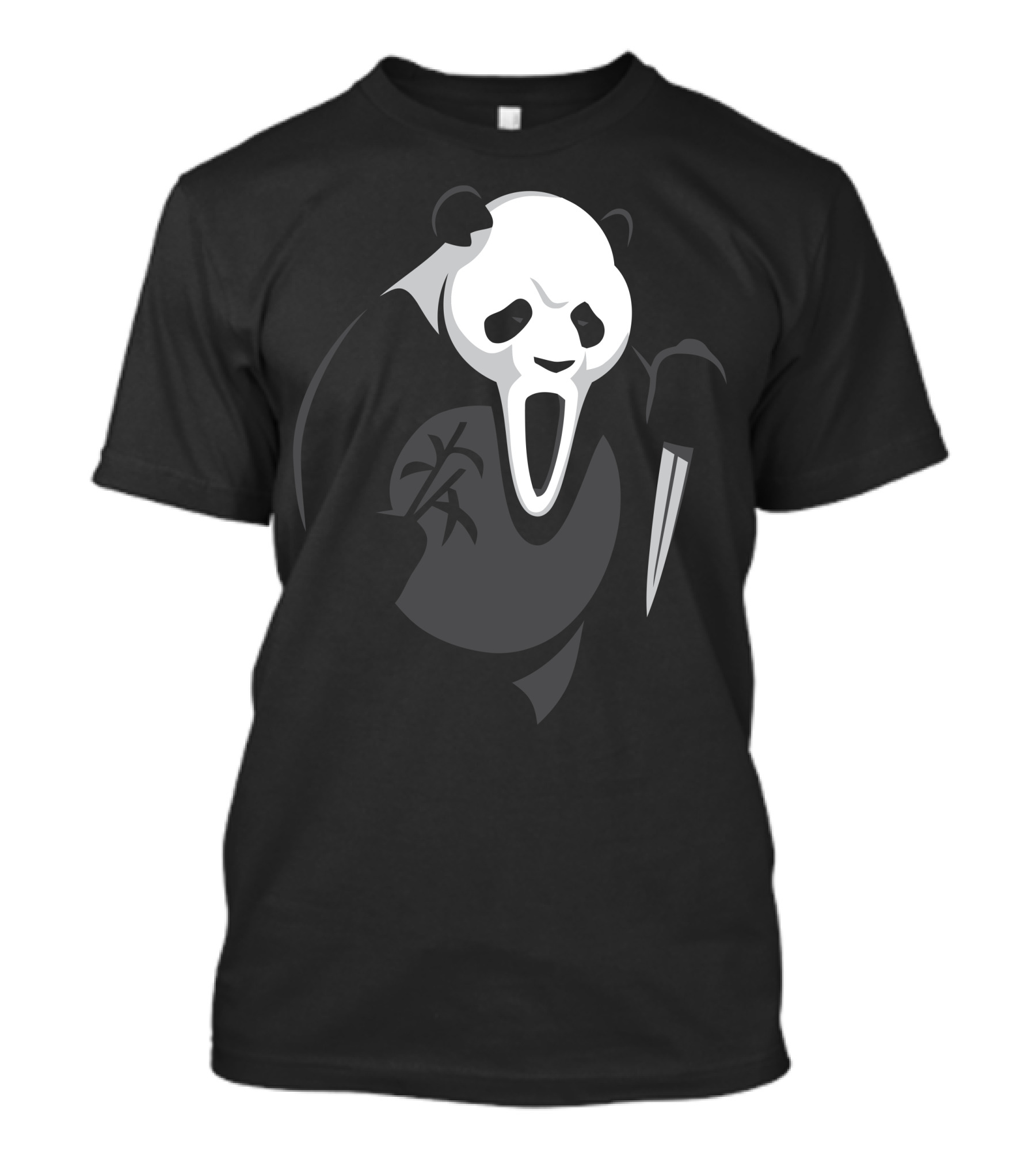 Scream Mask Panda With Knife When Animals Attack T-Shirt