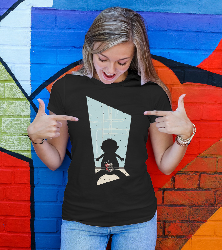 Where Are My Toys Shadow Silhouette With Red Classic Toy Robot T-Shirt