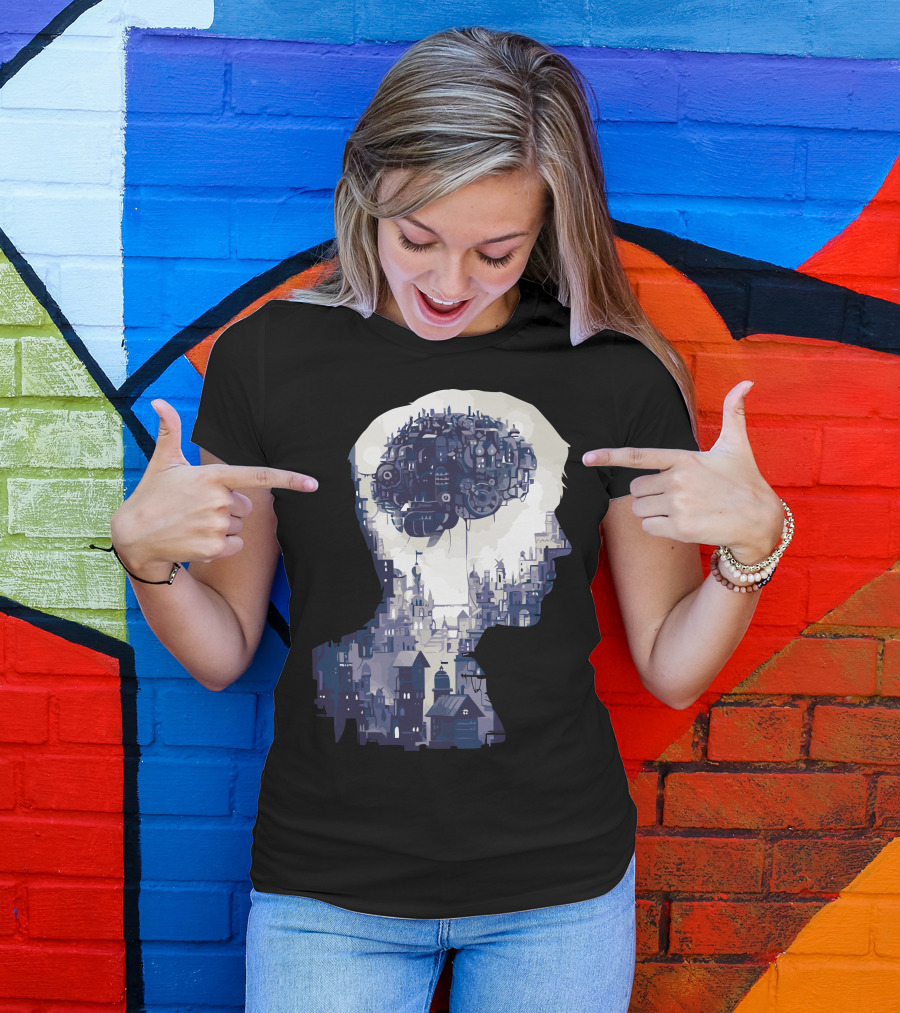 Wider Than The Sky Cityscape Brain T-Shirt