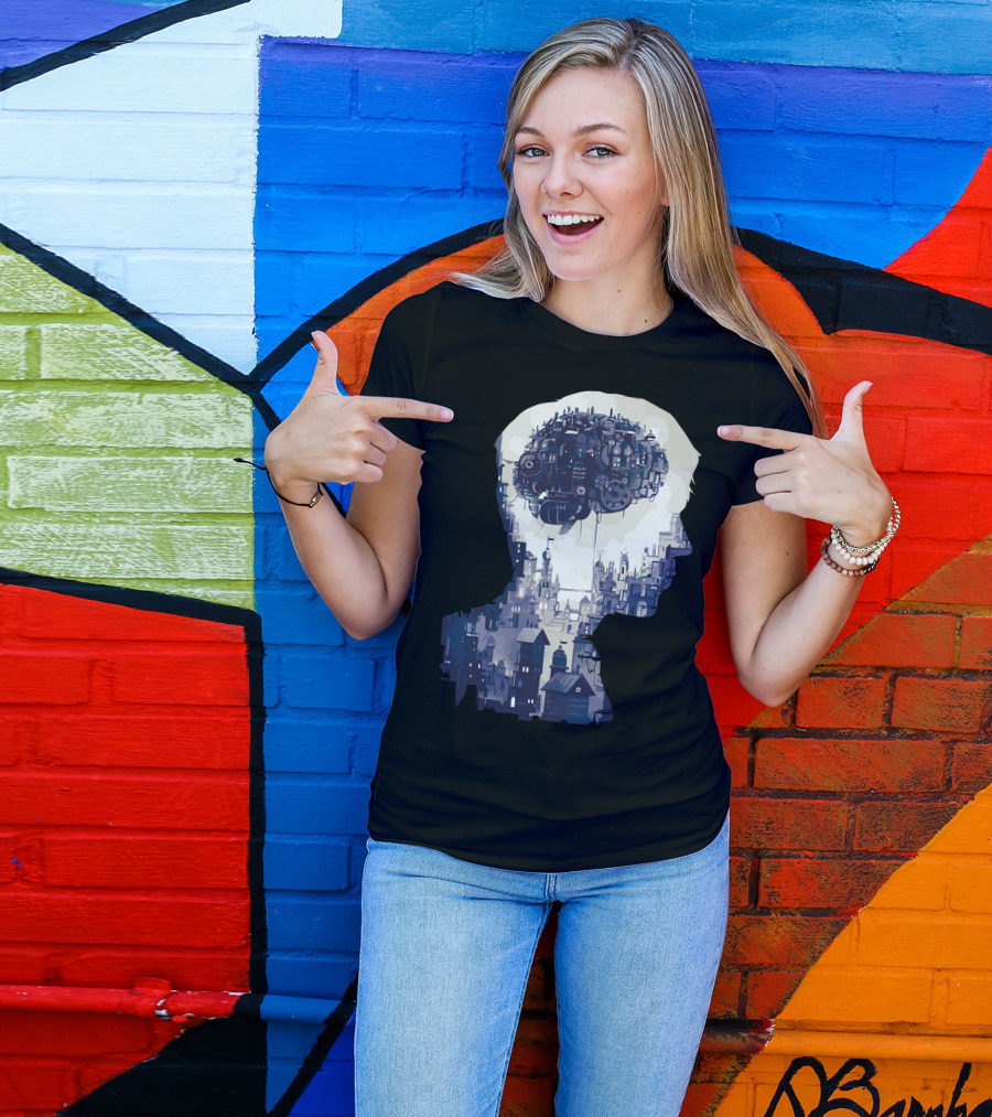Wider Than The Sky Cityscape Brain T-Shirt