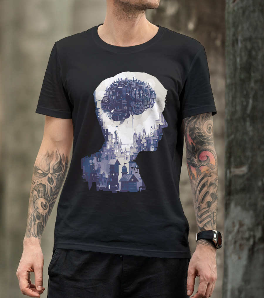 Wider Than The Sky Cityscape Brain T-Shirt