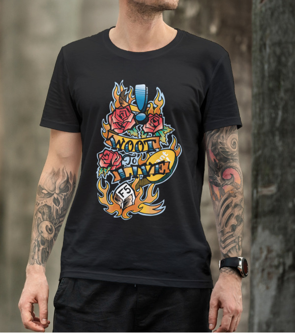 Woot To Live Exclamation Roses Flames F5 Gaming Controller T-Shirt
