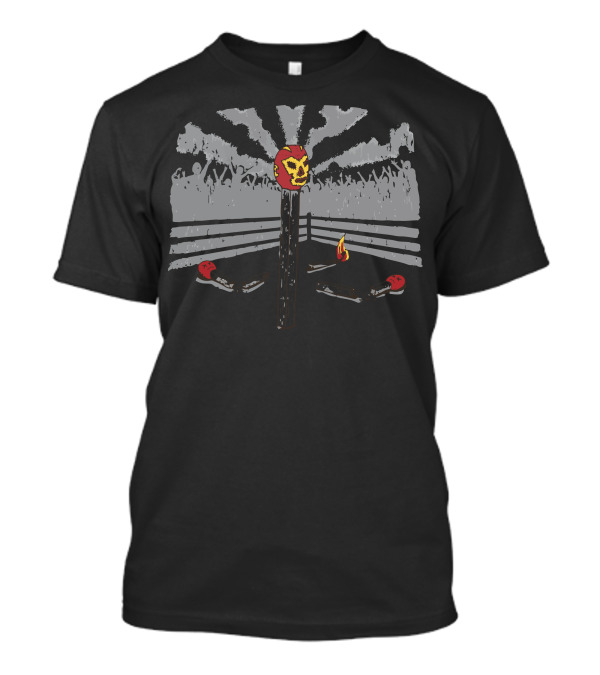 Lucha Libre Mask Match With Crowd And Ring Background T-Shirt