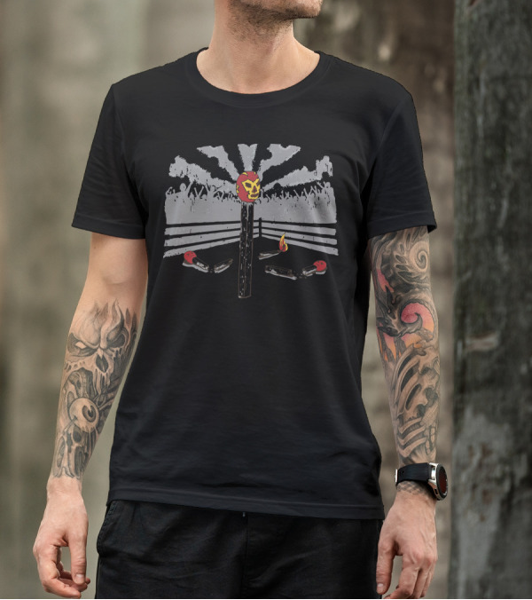Lucha Libre Mask Match With Crowd And Ring Background T-Shirt