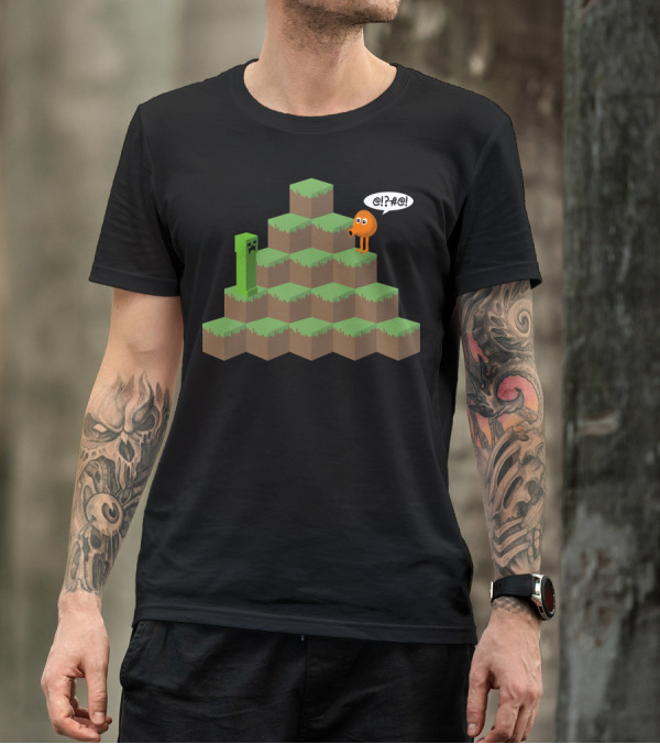 Q*bert Meets Creeper Block Pyramid Misunderstanding T-Shirt