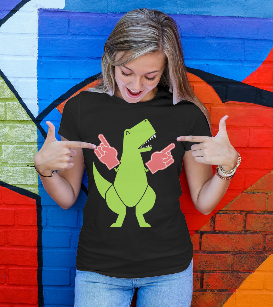 Yay Big Hands Dinosaur With Foam Fingers T-Shirt