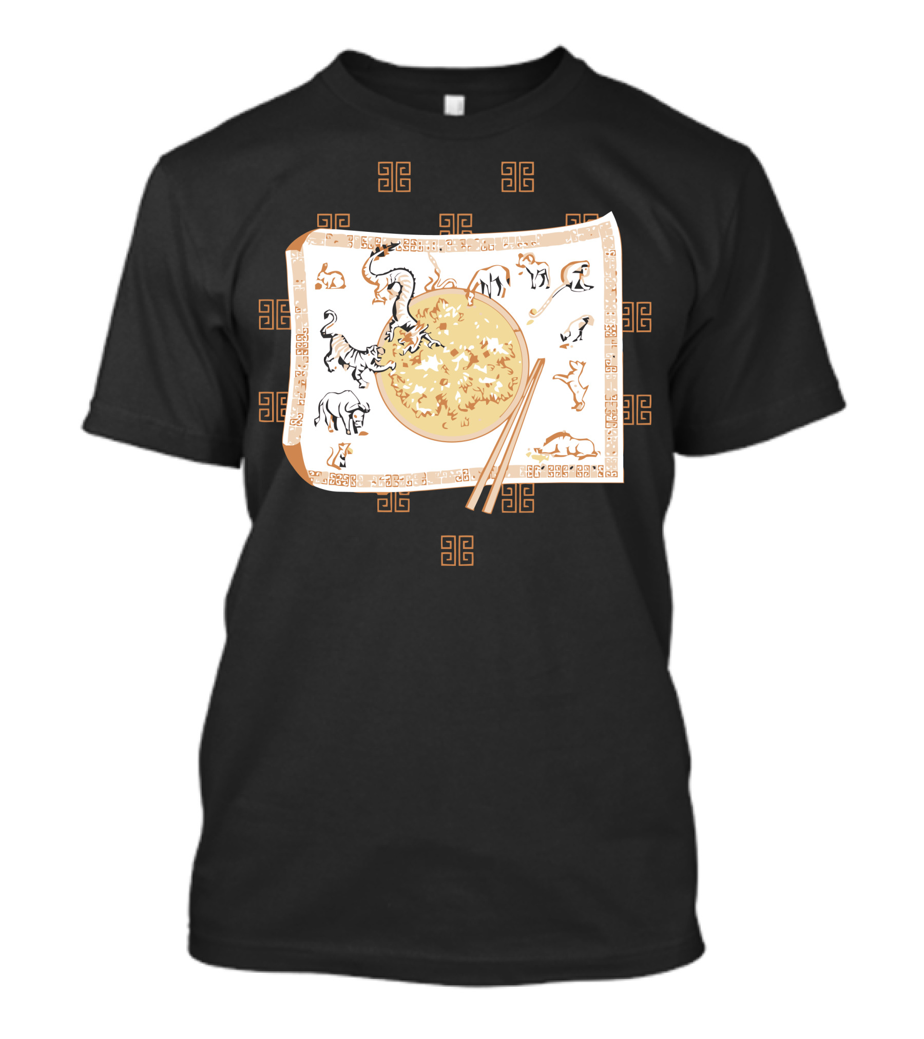 Year Of The Place Mat Zodiac Symbols And Chopsticks T-Shirt
