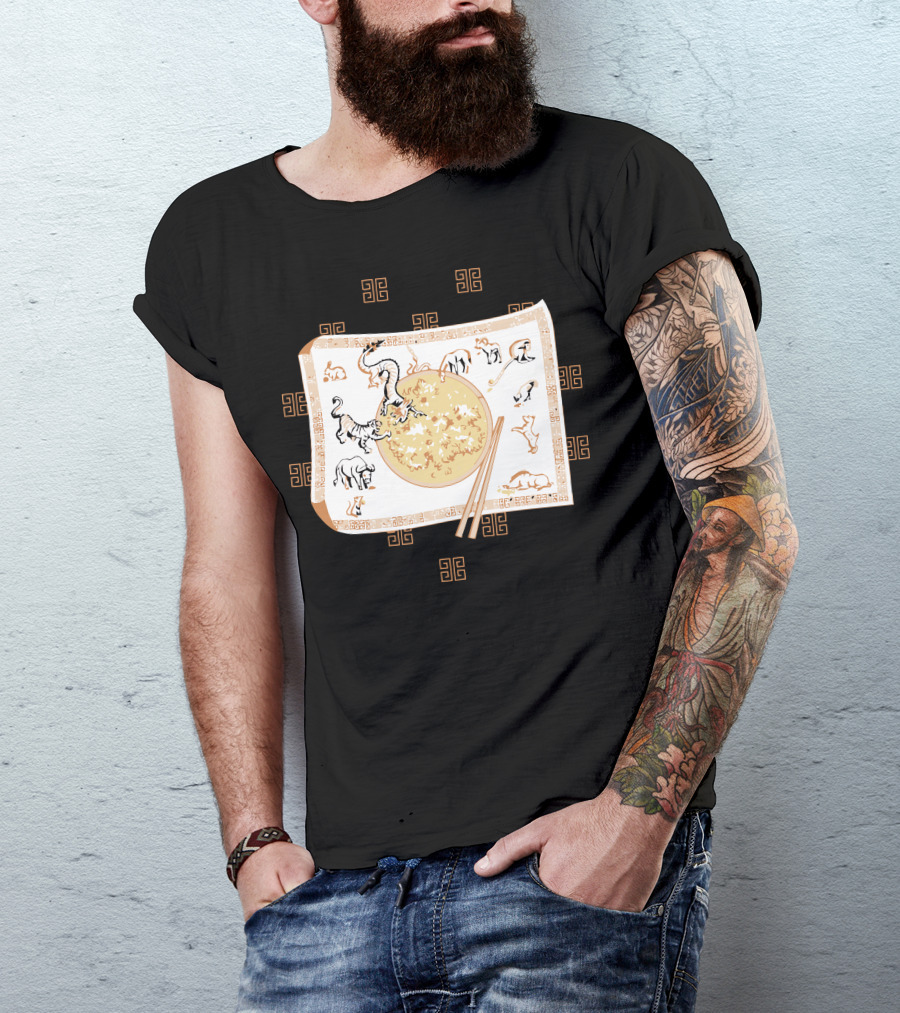 Year Of The Place Mat Zodiac Symbols And Chopsticks T-Shirt