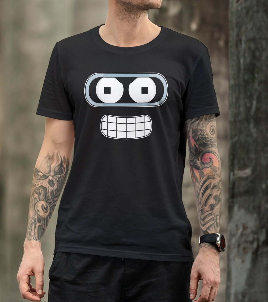 Bender Face Futurama Eyes And Grin Iconic Robot Expression T-Shirt