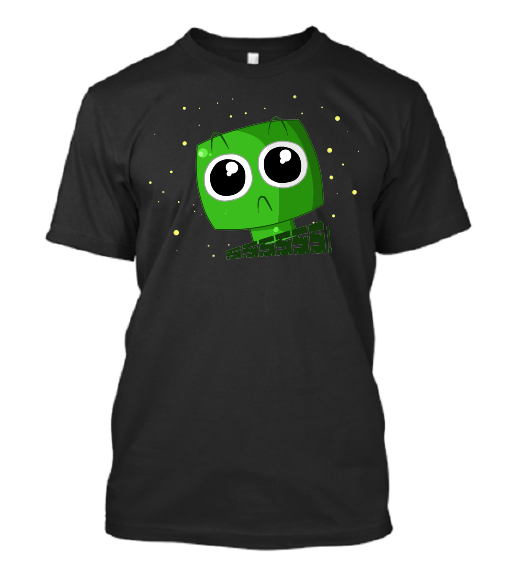 Boom Boom Baby Green Pixelated Character Face With Big Eyes T-Shirt