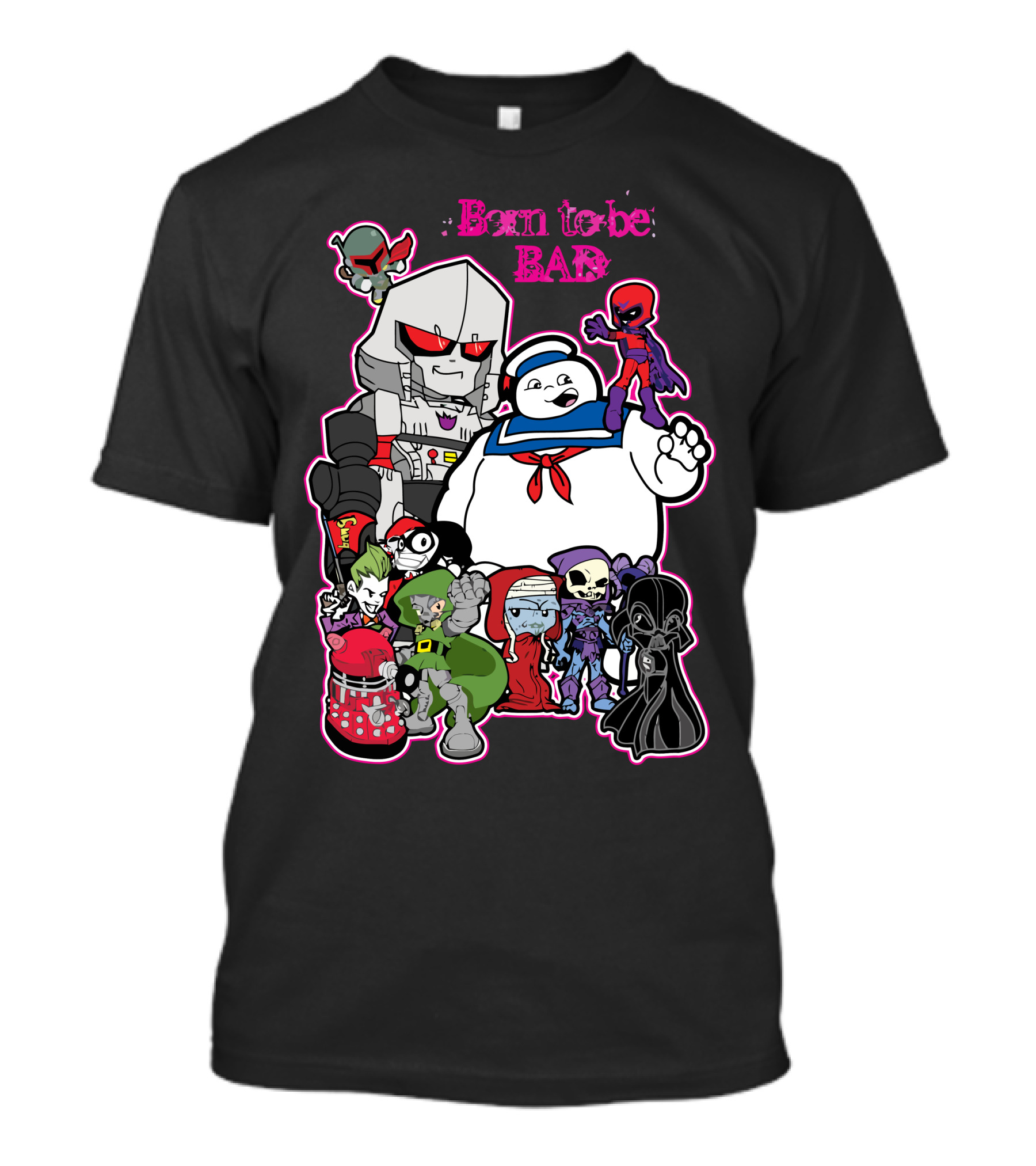 Born To Be Bad Villains Mashup Ghosts Robots Monsters Aliens T-Shirt