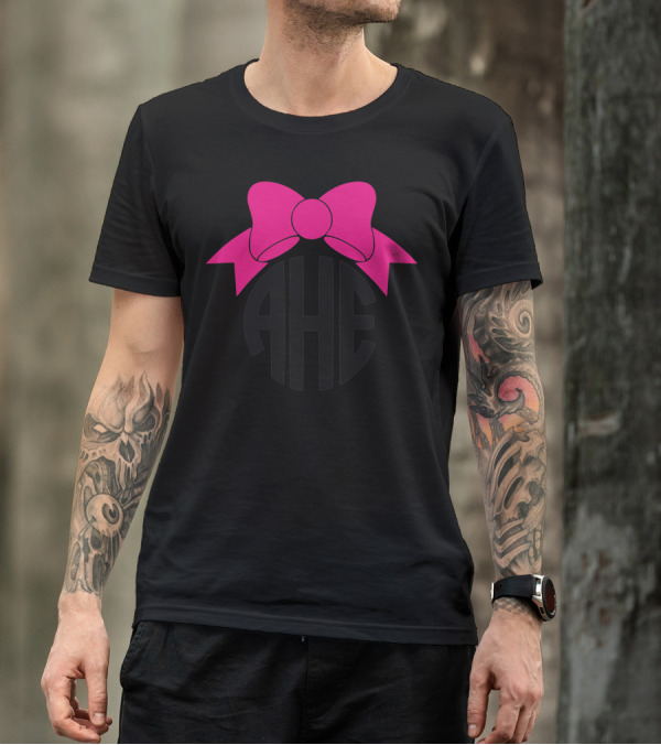 AHE Pink Bow Circle Monogram T-Shirt