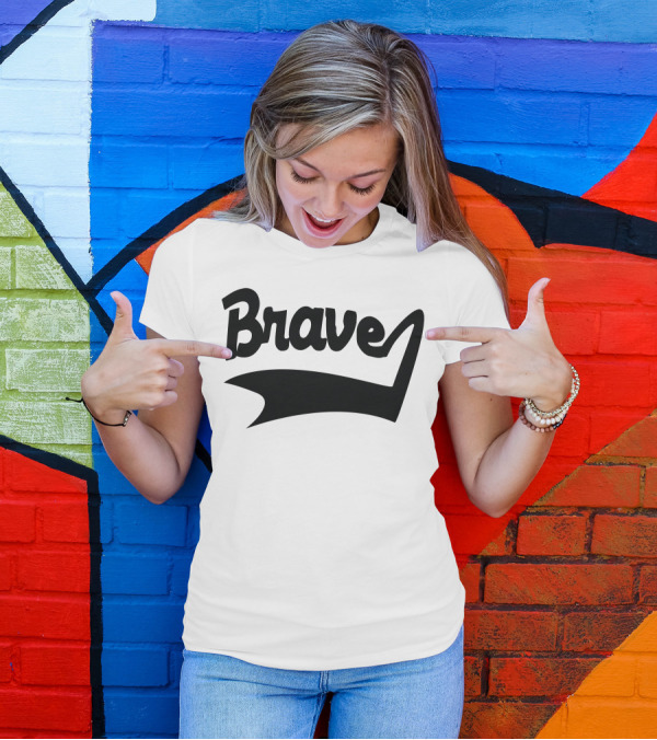 Brave Bold Modern Script Emblem T-Shirt
