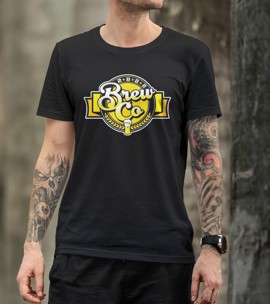 Brewco 2822 Yellow Beer Emblem With Stars And Wheat T-Shirt