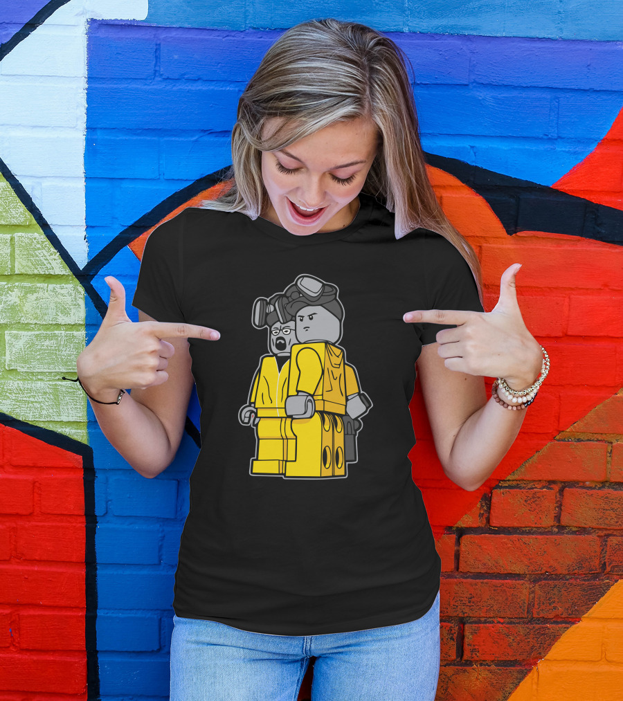 Bricking Bad Yellow Hazmat Figures With Goggles And Respirators T-Shirt