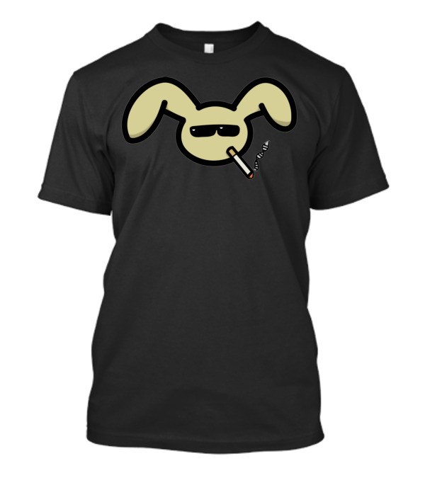 Funny Bunneh Man Smoking Cool Bunny Smoking Cigarette Face T-Shirt