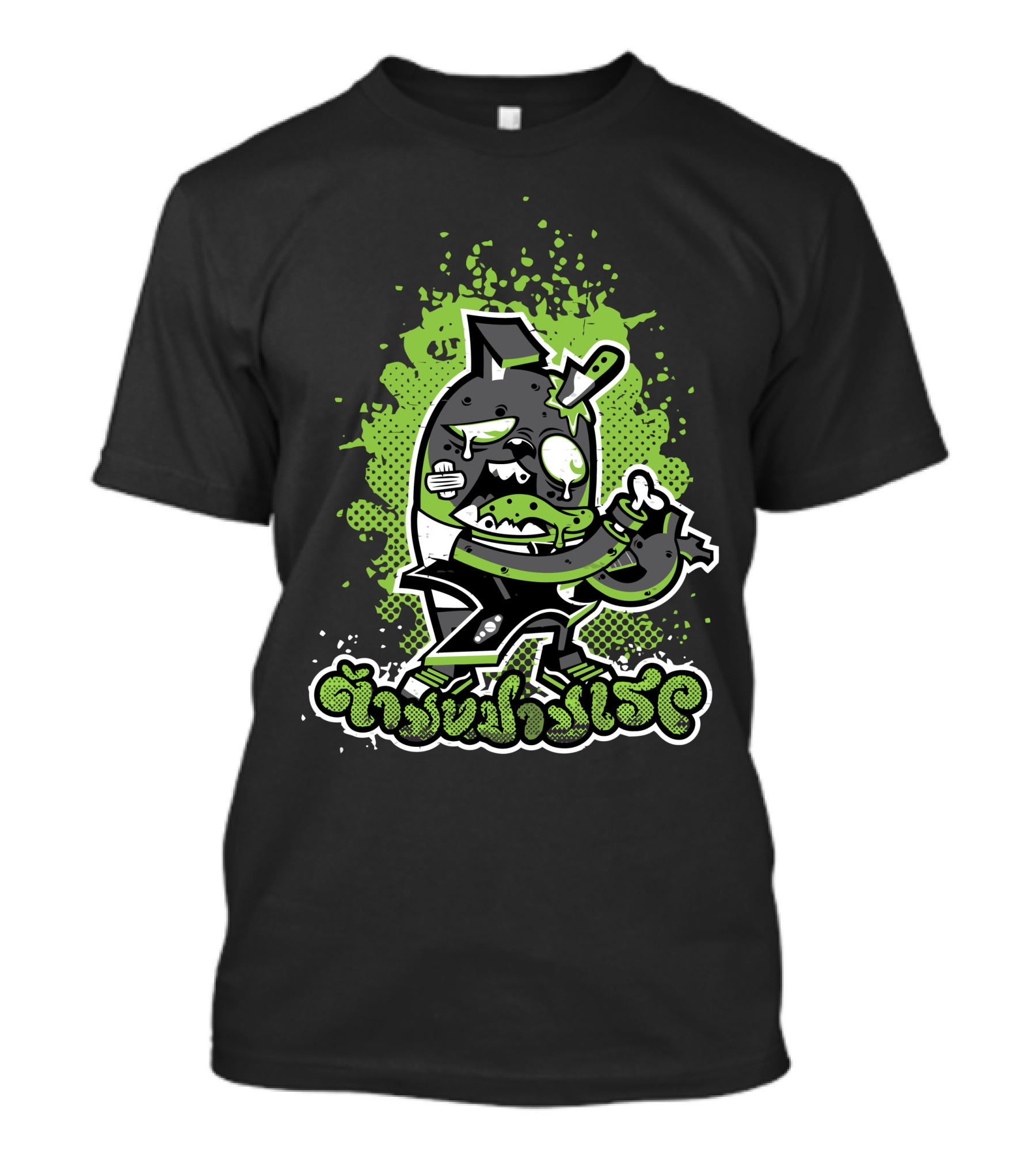 Bunny 2011 Graffiti Style Zombie Bunny With Knife And Green Splatter T-Shirt